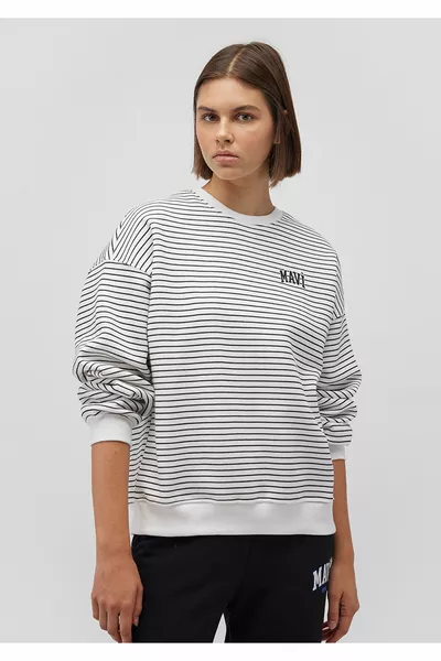Gestreepte witte sweatshirt met logo 