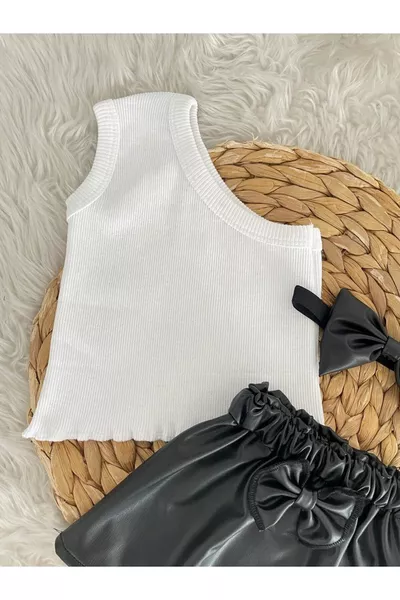 Mädchen Lederrock, Bandana und Crop-Set