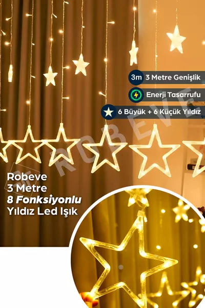  LEDs Sterren Gordijn Licht 3 m Kerstverlichting LED Licht Gordijn LED Kerstgordijn