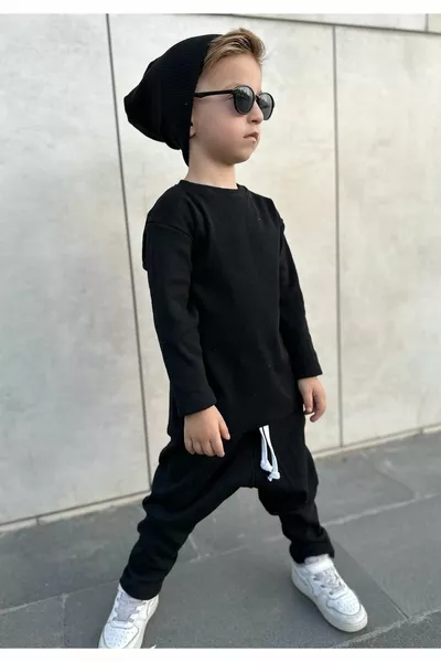 Bebek & Çocuk Unısex 3 Parça Şalvar Takım , Kaşkorse Kreş Günlük Rahat Kesim Takım