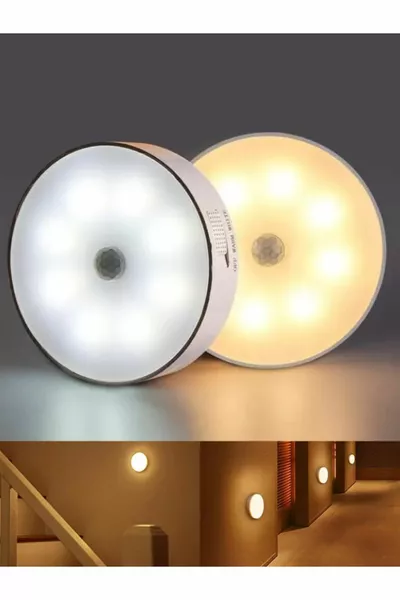 Датчик движения, 8 светодиодов, желтый дневной свет, лампа с USB-зарядкой, режимы Вкл/Авто/Выкл, для шкафа или коридора, 1 шт.