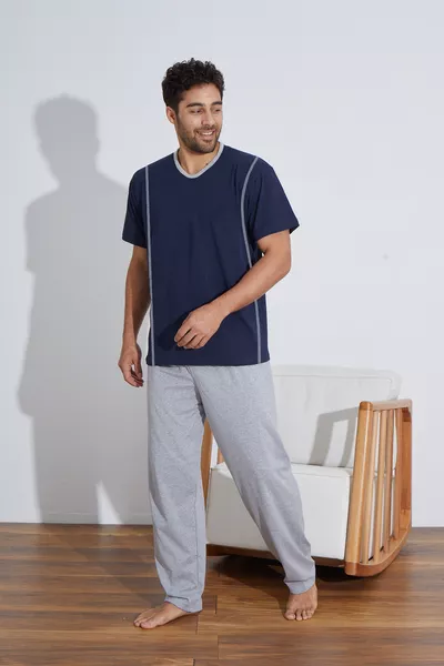 طقم بيجاما رجالي صيفي من القطن الخفيف (سوبريم)