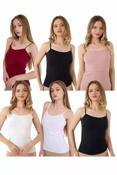 Pacchetto da 6 Canottiere da Donna a Costine % Cotone (Misto)