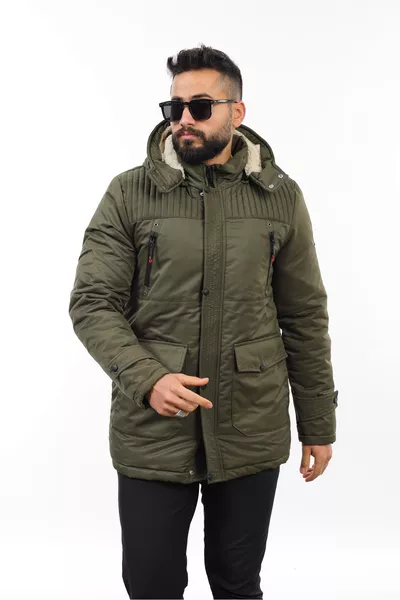 معطف طويل مبطن بالفرو للشتاء