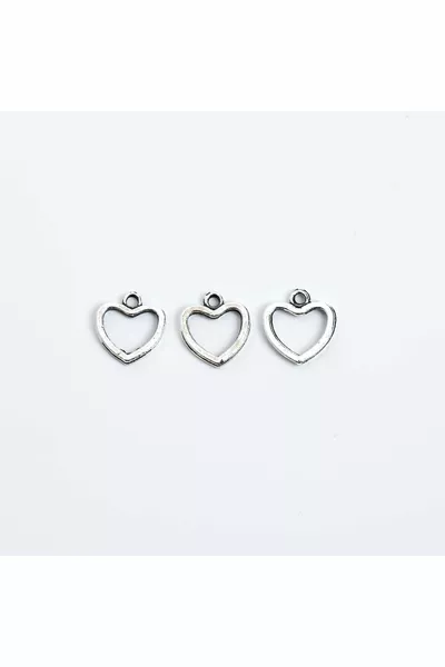  штук - металлические наконечники с узором в виде сердца  мм, материалы для украшений, покрытые серебром с покраской