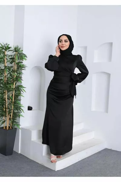 Abito da cerimonia in raso con chiusura laterale