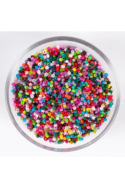  جرام - حبات رملية صغيرة ملونة مختلطة مقاس 1.5 مم، حبات لصنع المجوهرات، 