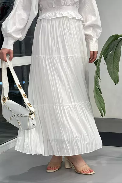 Women's White Skirt with Chiffon Lining 