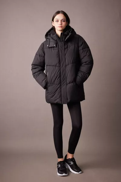 DeFactoFit Водоотталкивающая Куртка с Капюшоном, Подкладкой из Флиса и Молнией, Водонепроницаемая WN