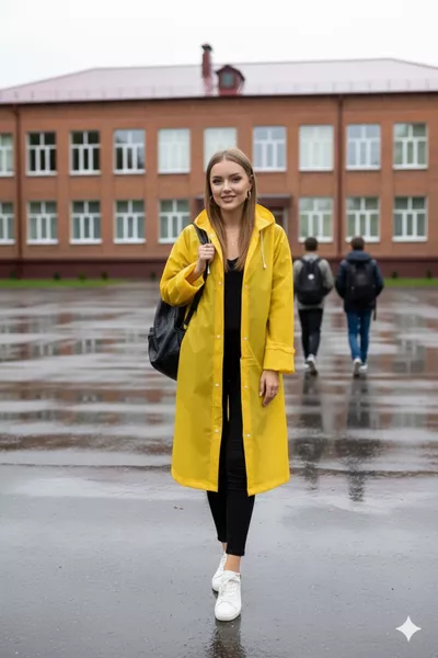 Unisex Sarı Eva Kumaş Su Rüzgar Geçirmez Yağmurluk