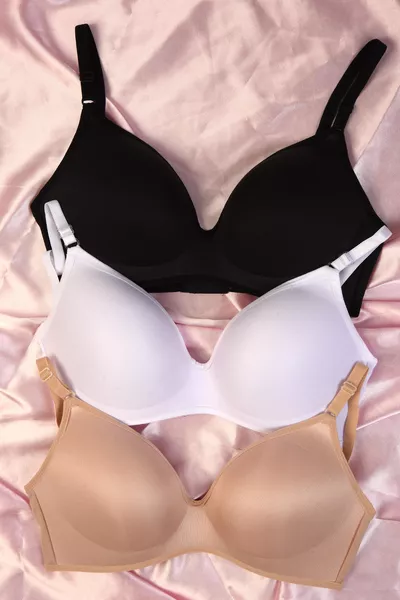 صدرية لوتس بدون حشوة ومشد بدون سلك باللون الأسود والأبيض والبيج