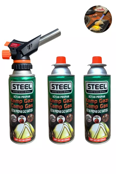 Оригинальная газовая горелка  градусов + 3 стальных картриджа