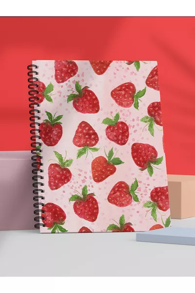 دفتر مدرسي حلزوني  ورقة فواكه - حجم  بدون سطور