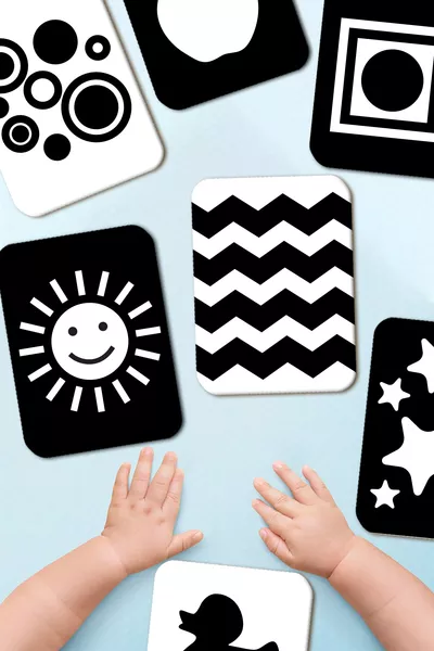 بطاقات تعليمية خشبية 0-3 شهور تعليم مبكر بطاقة الذكاء بطاقات التحفيز البصري للرضع