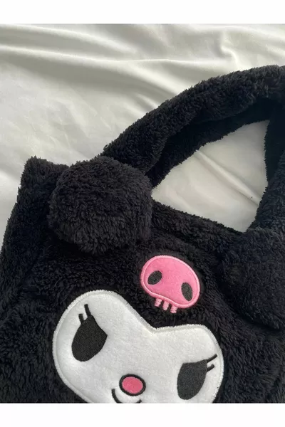 Anime Sanrio Kuromi Kawaii Plush Handbag Black