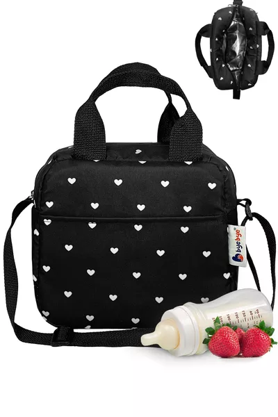 حقيبة طعام وحافظة طعام حرارية بحزام كتف - على شكل قلب