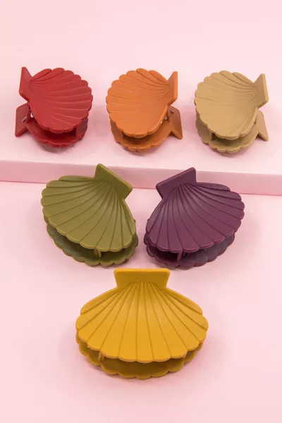 Комплект от 6 цветни фиби за коса с миди и морски черупки за жени