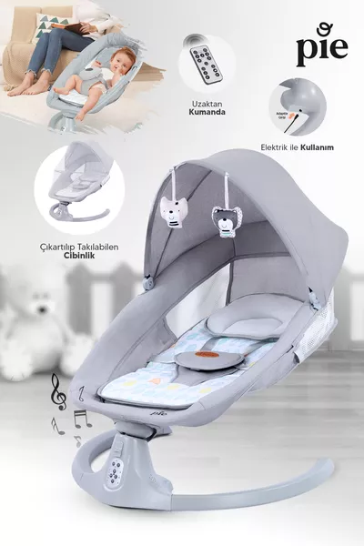سرير أطفال أو كرسي هزاز تلقائي مناسب للأطفال حديثي الولادة مع حساس حركة وتحكم عن بُعد وموسيقى بلوتوث