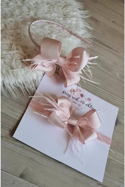 Powder Pink Bow Furry Mother-Baby Postpartum Crown Set – Crown – Crown