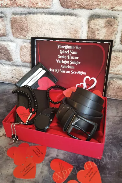 Подарочный набор для мужчин: черный кожаный ремень, кошелек, держатель для карт, цифровые наручные часы, четки, 1 браслет