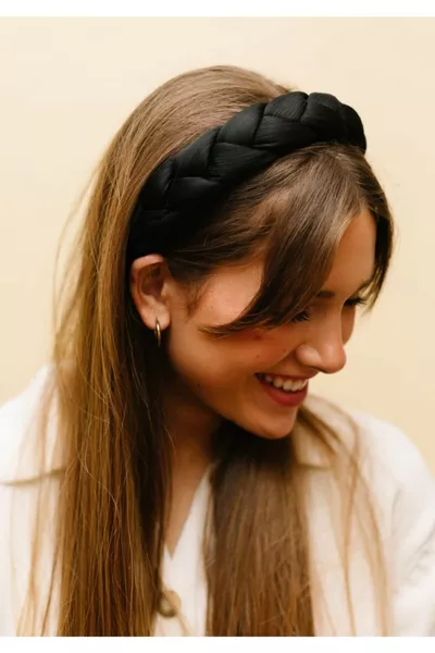 Black Satin Woven Headband