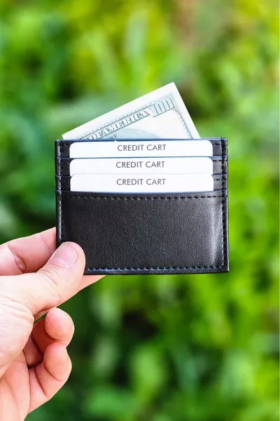 Unisex Mini and Slim Leather Slip-In Cardholder Wallet Black