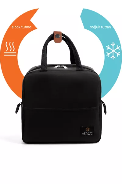 حقيبة نقل الطعام بسعة 7 لتر حرارية للحفاظ على الحرارة أو البرودة، للتخييم والنزهات، حقيبة ثلج مبردة (أسود)