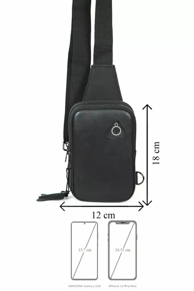 Sac bandoulière en cuir véritable avec compartiment pour téléphone et sortie pour écouteurs Polo, style récent