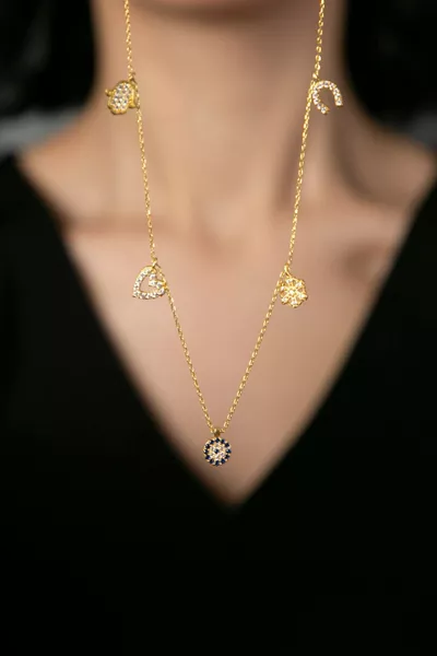 Women's Luck Model Adjustable Silver Necklace