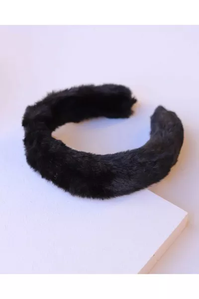 Black Plush Furry Crown
