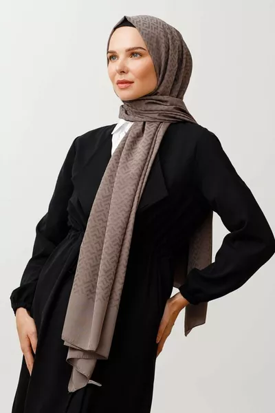 Gray Z Pattern Silky Jacquard Scarf