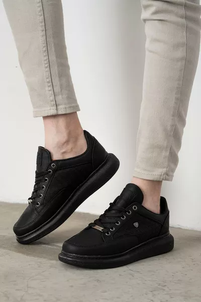  Schwarze Farbe, Herren Freizeitschuhe mit schwarzer Sohle