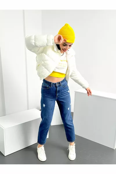 بلو وير ليكرا أمي جينز نسائي عالي الخصر قابل للتمدد ANNA-BLUE