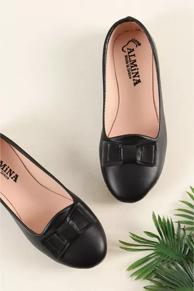 Mädchen Schuhe Ballerinas Schwarz mit Schleifendetail