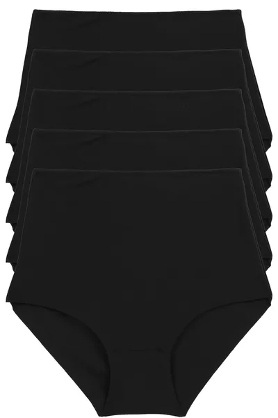 Damesondergoed Extra Hoge Taille Laser Cut Rekbaar Voorkomt Afdrukken 5-Pack Polyester ZWART