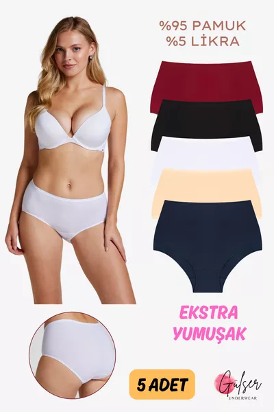 Women's High-Waist Cotton Hipster Briefs 5-Pack Cotton Underwear