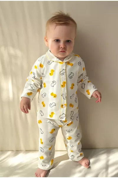 مجموعة بيجامة قطنية مزخرفة للمواليد والأطفال والبنات والأولاد هدية