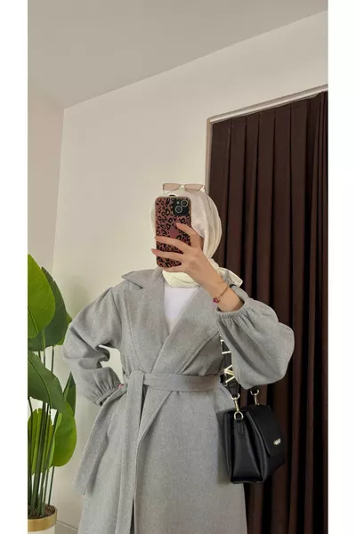 معطف إسما قماش كشمير رمادي