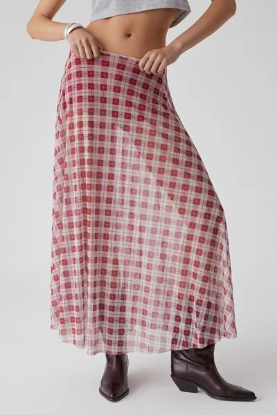 جوليانو تنورة حمراء مخططة واسعة للنساء بخصر عالٍ