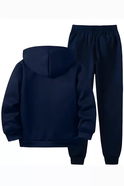 Boys' Tracksuit Set with Zipper and Football Print
