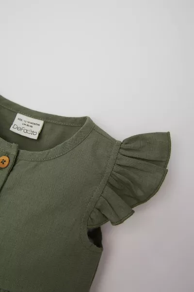 فستان بناتي بسيط قصير الأكمام من البوبلين بفلامة sm