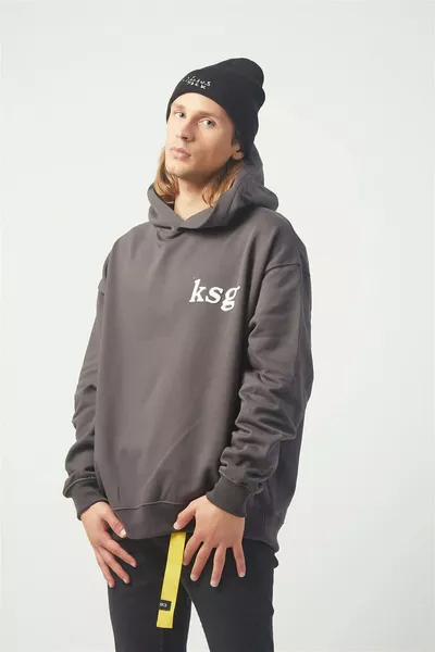 Толстовка-худи Ksg Oversize тёмно-серого цвета 