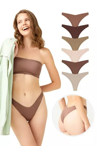 Lot de 6 Culottes Brésiliennes pour Femmes à Découpe Laser