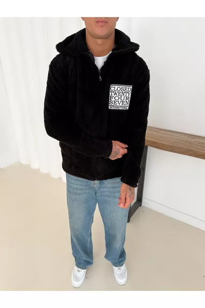 Unisex Oversized Gesloten Geborduurde Pluche Collegejas