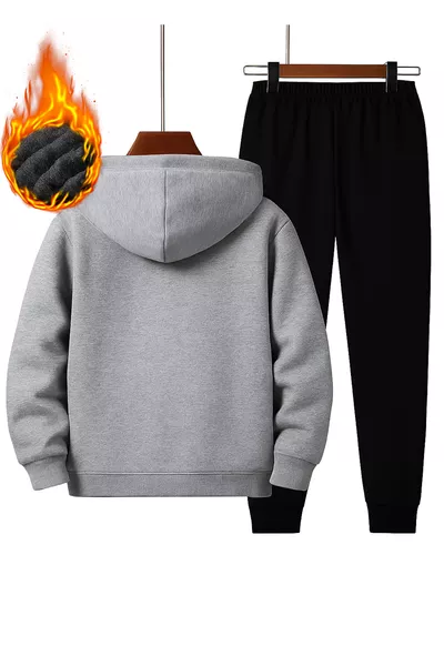 Мужской серый спортивный костюм с двумя молниями