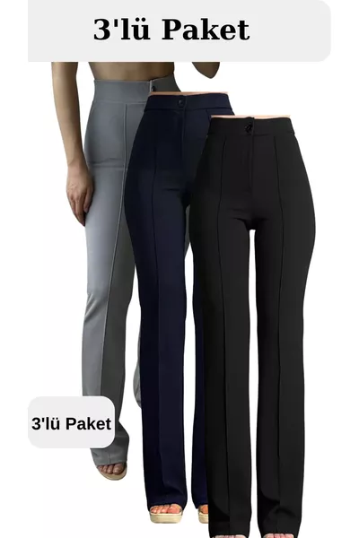 Crepe Fabric Stretch Women's Palazzo Pants 3-Piece Set