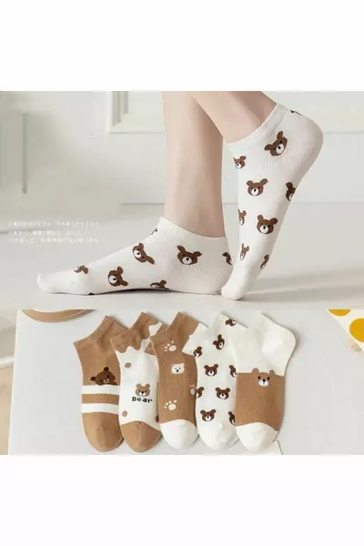 طقم جوارب اقتصادية من 5 قطع بطبعة دمية الدبدوب