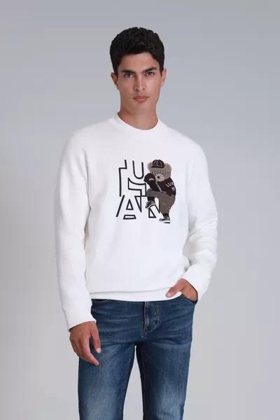 Sweat-shirt homme Pıtcher blanc cassé
