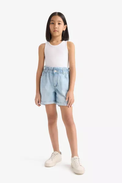 Girls' Paperbag Jean Shorts SM
