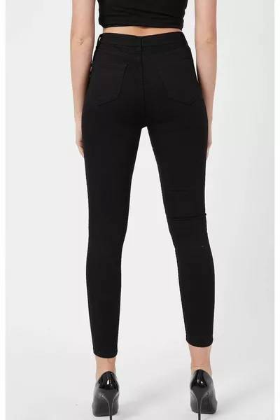 Schwarze, enge, hoch taillierte, ultrastretch Jeans